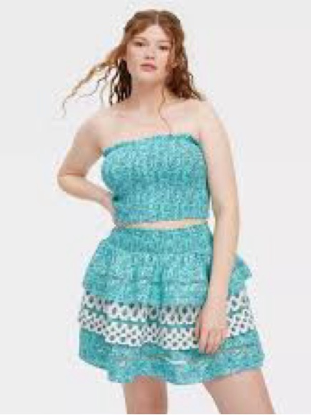 Roller Rabbit X Target Blue Floral Smocked Tank and Tiered Skirt Set NWT Size XL